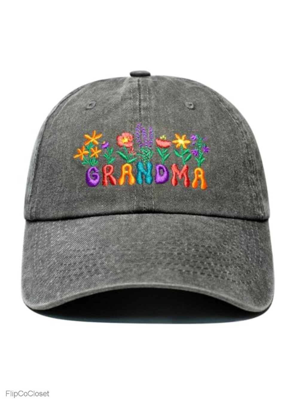 Grandma Baseball Cap Floral Embroidered Adjustable Cotton Hat Gift
